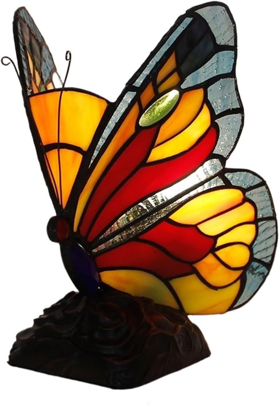 しー ティファニー蝶ステンドグラステーブルランプ寝室のベッドサイド地中海